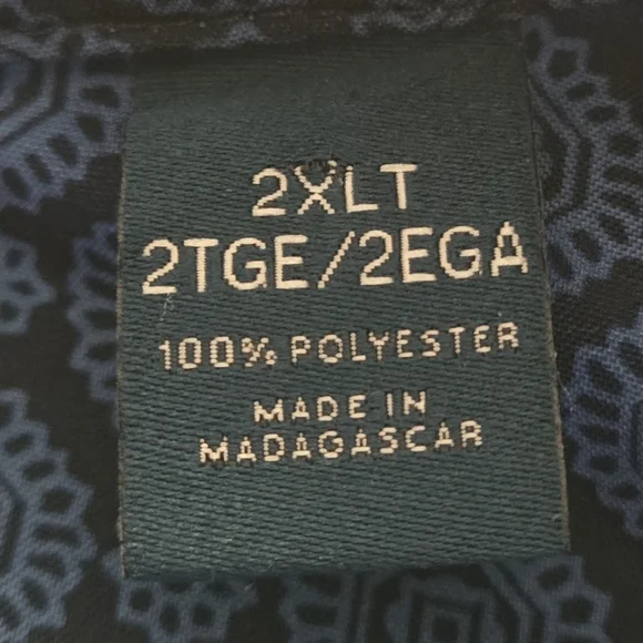 Perry Ellis Men’s 2XLT Stretch Blue Patterned Short Sleeve Button Up Shirt - Picture 11 of 15